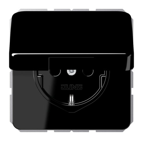 JUNG Штепсельная розетка SCHUKO 16A 250V~ с защитой от влажности; с замком; чёрный